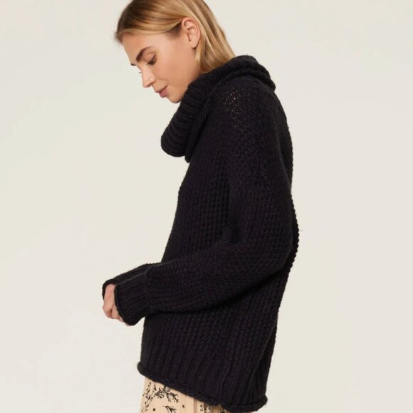 The Odells Slouch OVERSIZED Turtleneck Sweater Small Black - Picture 2 of 12